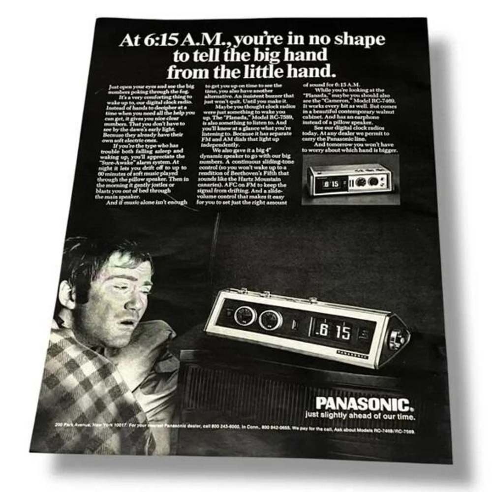 1970 Panasonic At 6:15 AM Original Vintage Ad